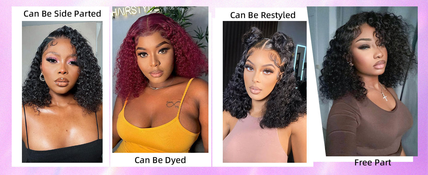 Curly Bob Wig Human Hair 5x5 Wear And Go Glueless Wigs #1004