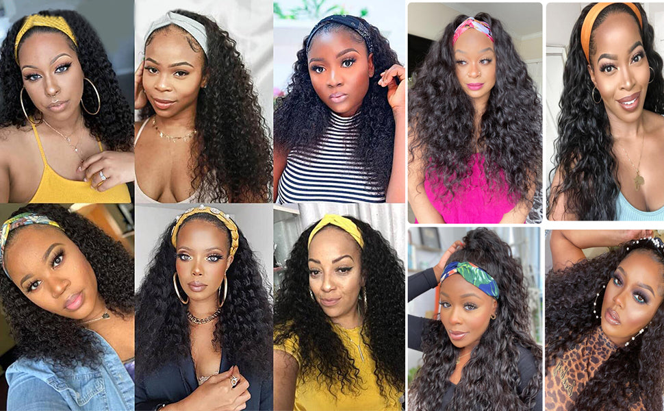 Headband Wig Deep Wave Human Hair #1005