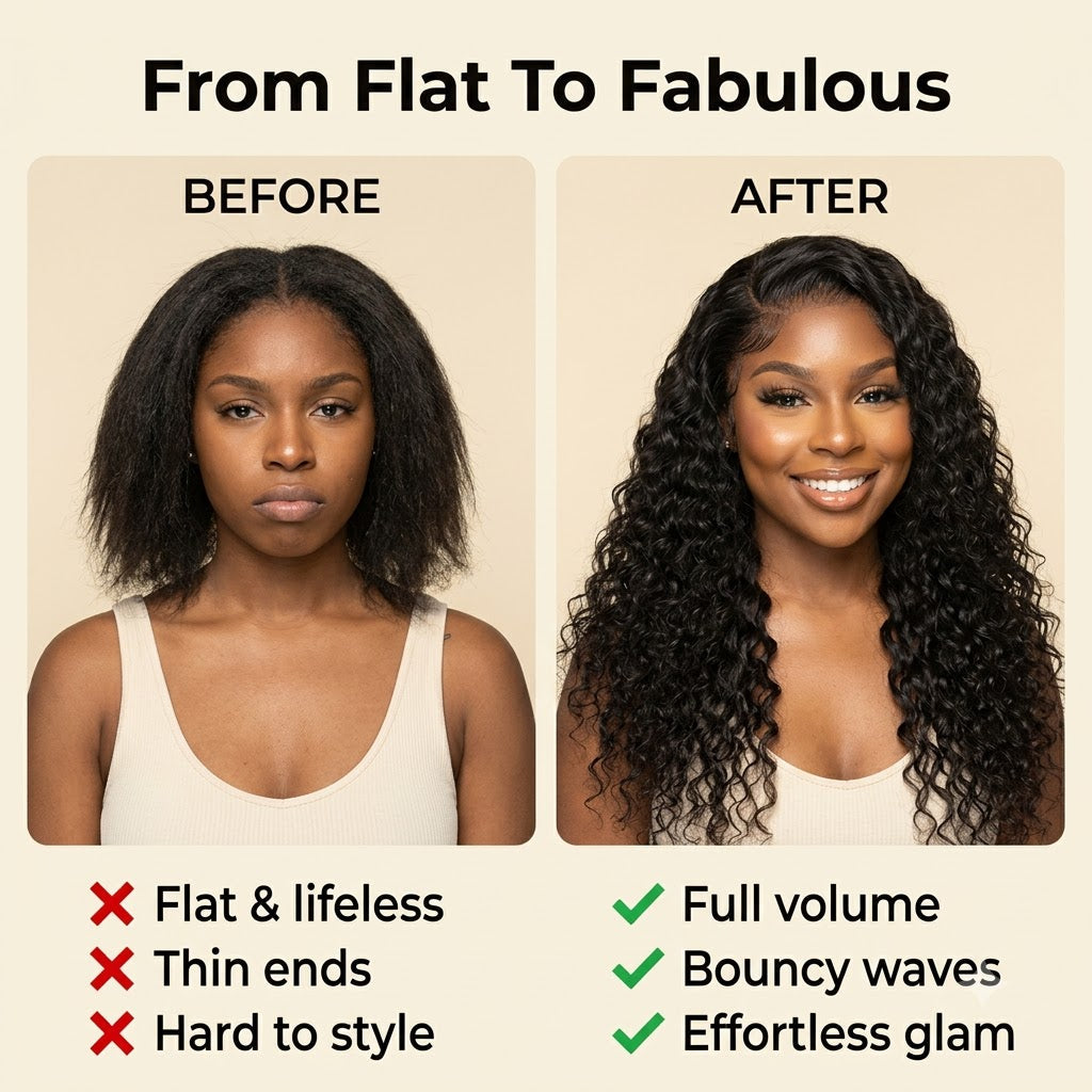Before and after deep wave wig