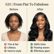 Before and after body wave wig