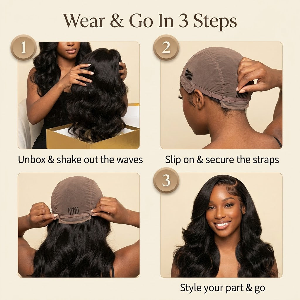 How to wear the body wave wig in 3 steps