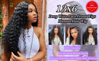 Deep Wave Lace Front Wigs Human Hair #1002