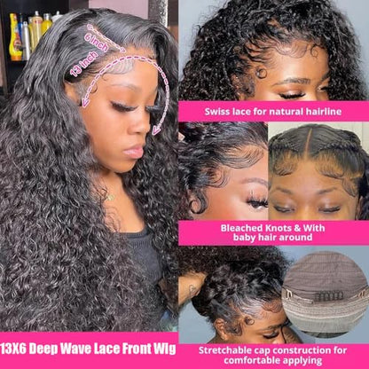 Deep Wave Lace Front Wigs Human Hair #1002
