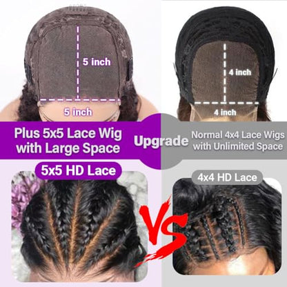Curly Bob Wig Human Hair 5x5 Wear And Go Glueless Wigs #1004