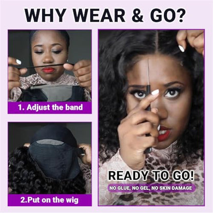 Curly Bob Wig Human Hair 5x5 Wear And Go Glueless Wigs #1004