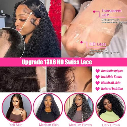 Deep Wave Lace Front Wigs Human Hair #1002