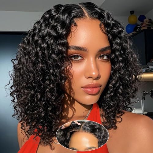 Curly Bob Wig Human Hair 5x5 Wear And Go Glueless Wigs #1004
