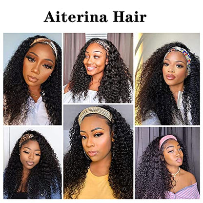 Headband Wig Deep Wave Human Hair #1005