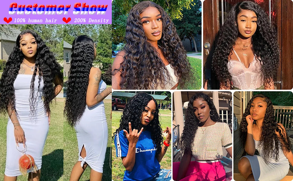 Deep Wave Lace Front Wigs Human Hair #1002