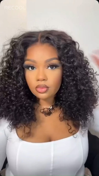 Curly Bob Wig Human Hair 5x5 Wear And Go Glueless Wigs #1004