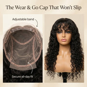 Wear and go cap deep wave wig