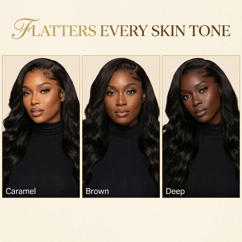 Body wave wig flatters every skin tone