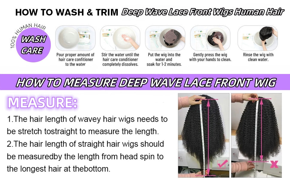 Deep Wave Lace Front Wigs Human Hair #1002