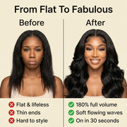 Before and after body wave wig