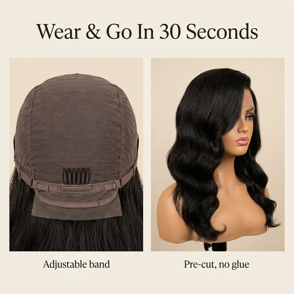 Wear and go glueless cap body wave wig