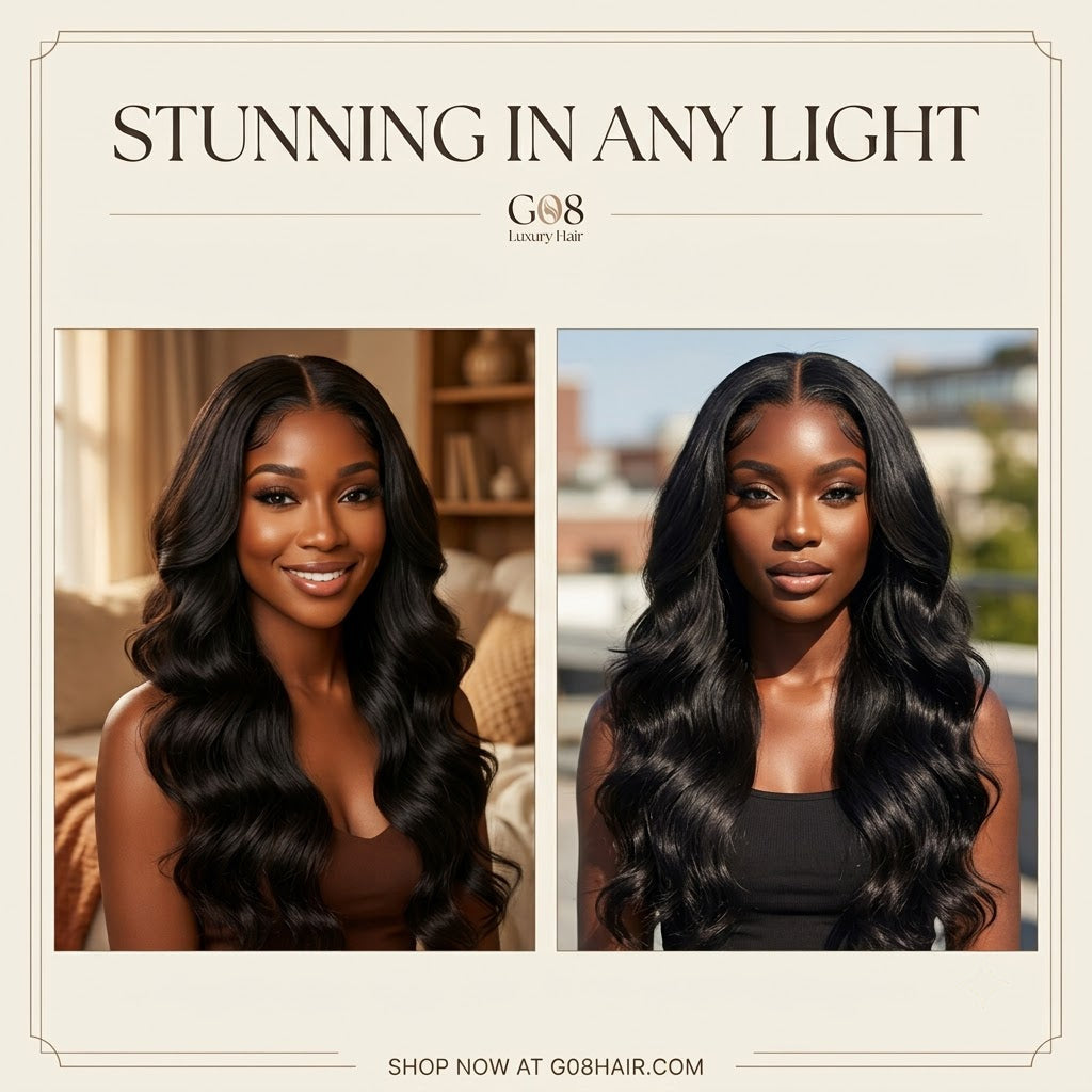 Body wave wig in any light