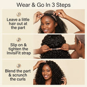 Before and after burmese curly half wig