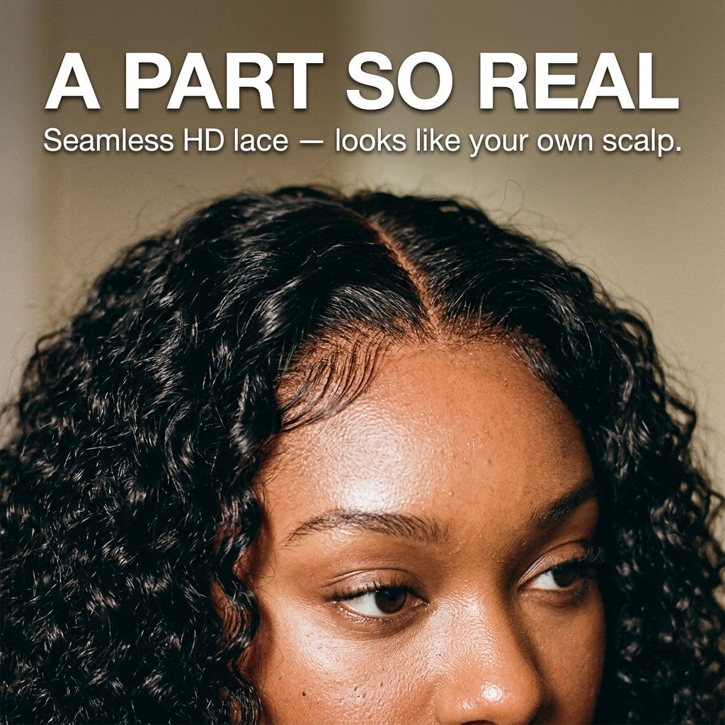 Seamless HD lace part burmese curly half wig