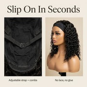 Slip on headband wig adjustable cap