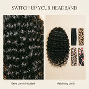 100% human hair deep wave texture headband wig