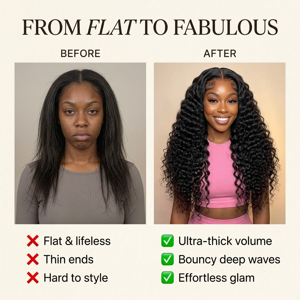 Before and after deep wave wig