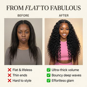 Before and after deep wave wig