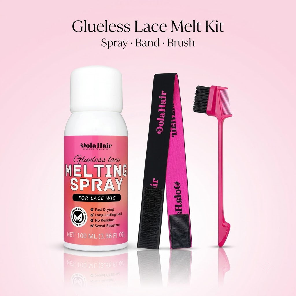 Dolahair glueless lace melting spray kit — spray, band and edge brush