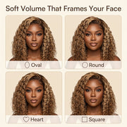 Honey blonde water wave wig for every face shape