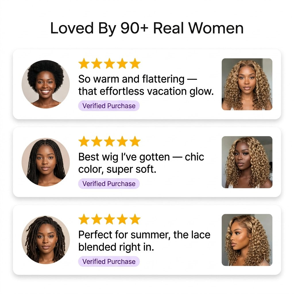 90+ real reviews honey blonde water wave wig