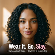 Glueless Curly Bob Wig — HD Lace, Human Hair
