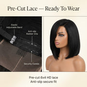 Pre-cut lace ready to wear 6x4 bob wig