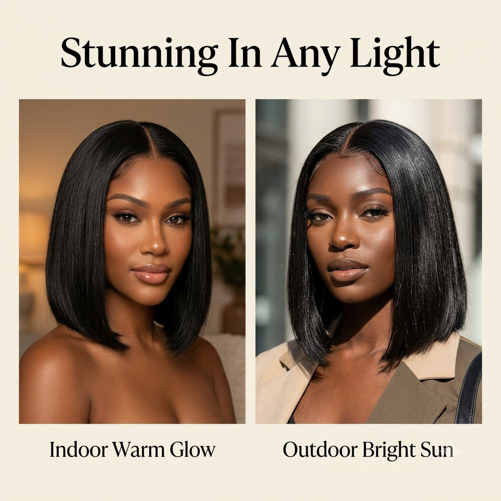 Straight bob wig in any light