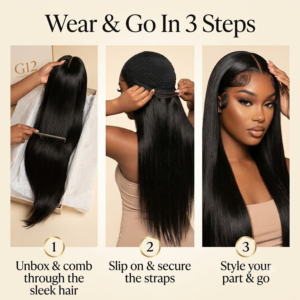How to wear the straight wig in 3 steps