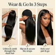How to wear the straight wig in 3 steps