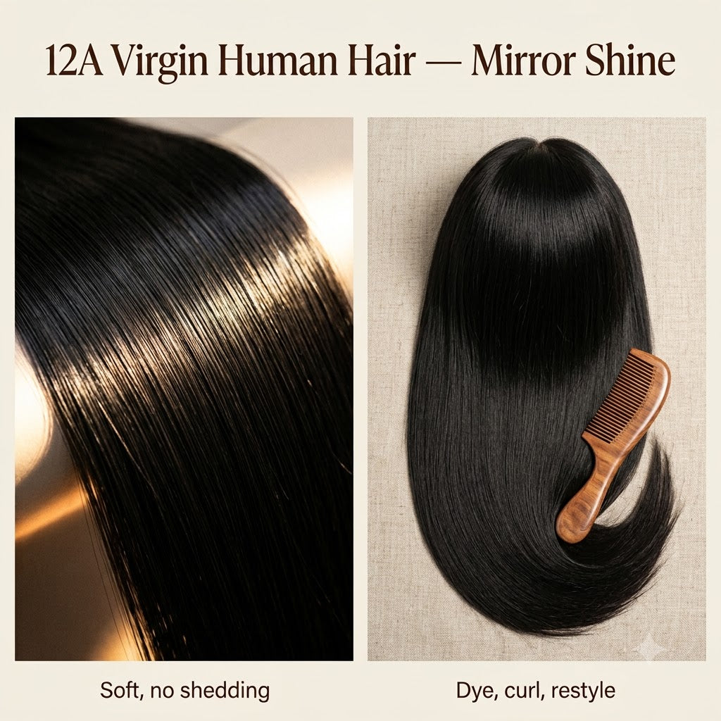 12A virgin human hair mirror shine straight texture