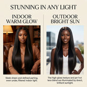 Straight wig in different lighting