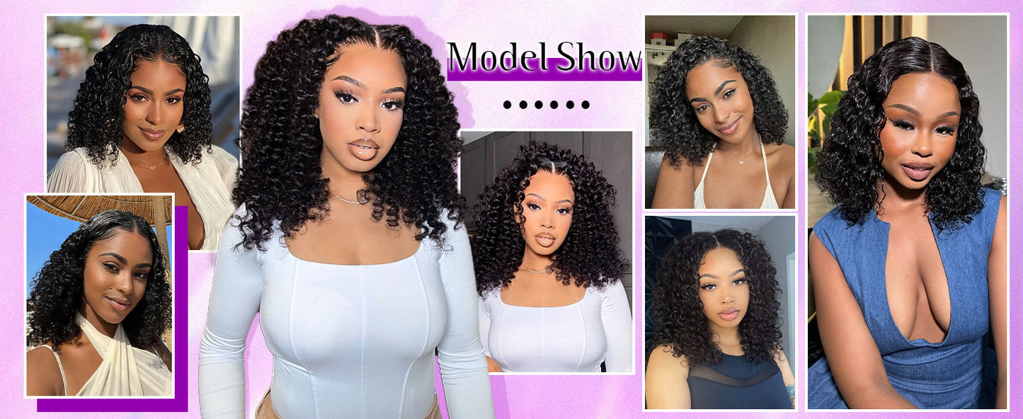 Curly Bob Wig Human Hair 5x5 Wear And Go Glueless Wigs #1004