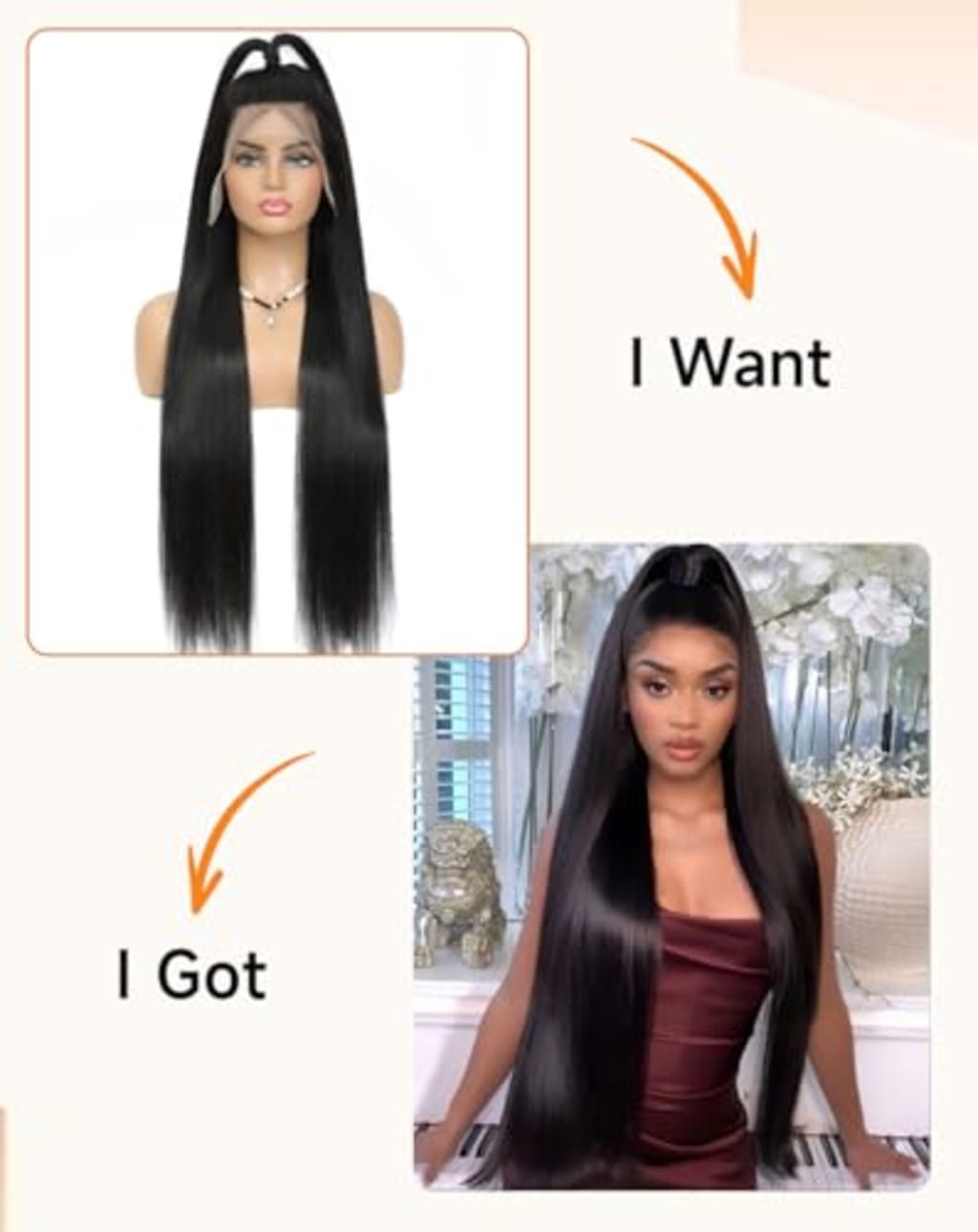 Lace Front Wigs Human Hair 32 Inch 12A Virgin Straight Human Hair Wig 200 Density Soft 13x6 Lace Front Wigs Human Hair Pre Plucked Invisilbe Hairline Glueless HD Frontal Wig Natural Black