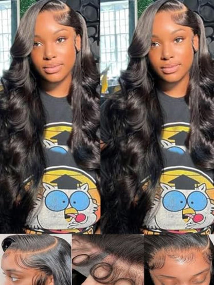 Fongly Body Wave Lace Front Wigs Human Hair 13x6 Lace Front Wigs Human Hair 200% Density 26 Inch 13x6 HD Lace Frontal HumanHair Wigs for Black Women With BabyHair