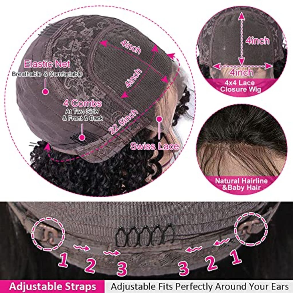 Deep Wave Lace Front Wigs Human Hair 180% Density 18 Inch | 4x4 HD Transparent Lace Closure, Glueless with Baby Hair, Pre Plucked Natural Hairline for Women