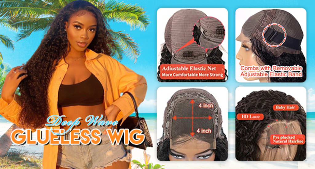 Deep Wave Lace Front Wigs Human Hair 180% Density 18 Inch | 4x4 HD Transparent Lace Closure, Glueless with Baby Hair, Pre Plucked Natural Hairline for Women
