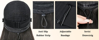6x4 HD Lace Front Glueless Wigs Human Hair Pre Plucked Pre Cut | Wear and Go Drawstring Straight Human Hair Wigs 220% Density 12 Inch Natural Black