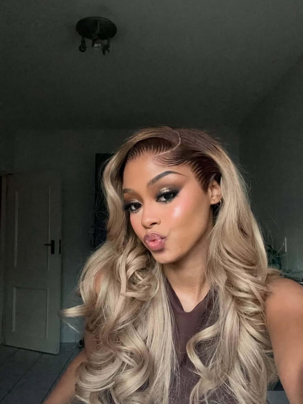 Professional Toned Ombre Ash Blonde Mixed Dirty Blonde Human Hair Wigs Glueless Wigs #1006