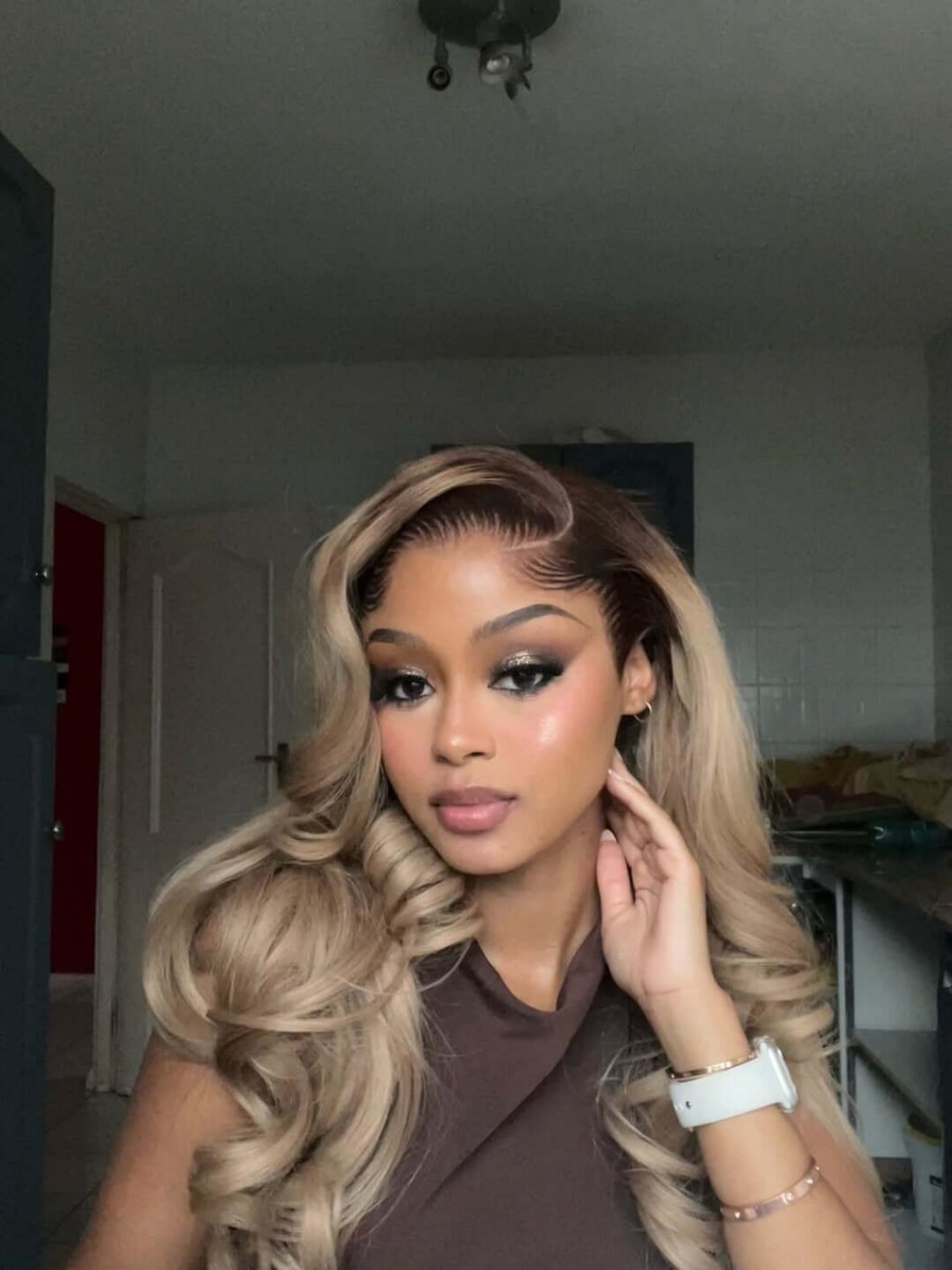 Professional Toned Ombre Ash Blonde Mixed Dirty Blonde Human Hair Wigs Glueless Wigs #1006