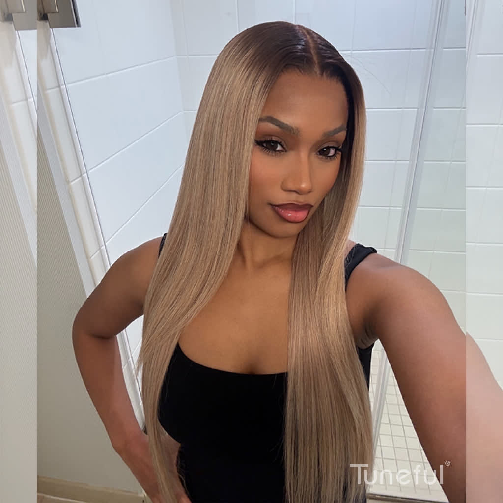 Professional Toned Ombre Ash Blonde Mixed Dirty Blonde Human Hair Wigs Glueless Wigs #1006