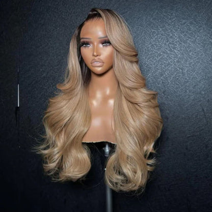 Professional Toned Ombre Ash Blonde Mixed Dirty Blonde Human Hair Wigs Glueless Wigs #1006