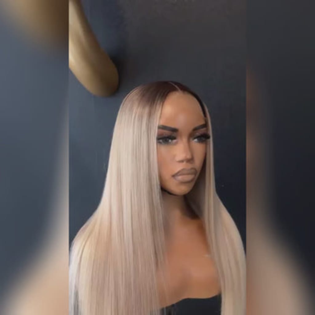 Professional Toned Ombre Ash Blonde Mixed Dirty Blonde Human Hair Wigs Glueless Wigs #1006