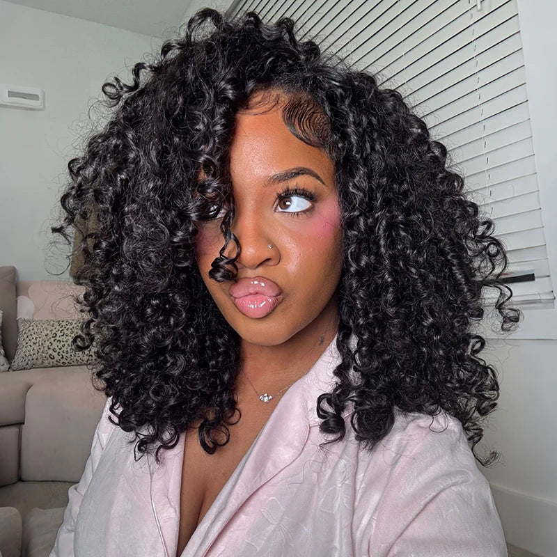 Burmese Curly Half Wig Human Hair Wear Go Glueless #1003