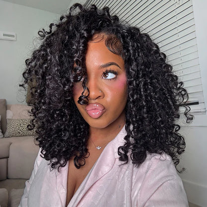Burmese Curly Half Wig Human Hair Wear Go Glueless #1003