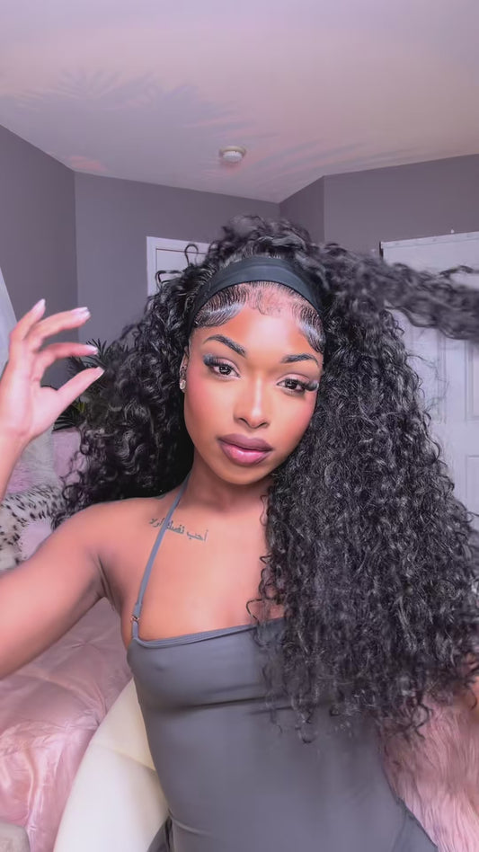 Headband Wig Deep Wave Human Hair #1005
